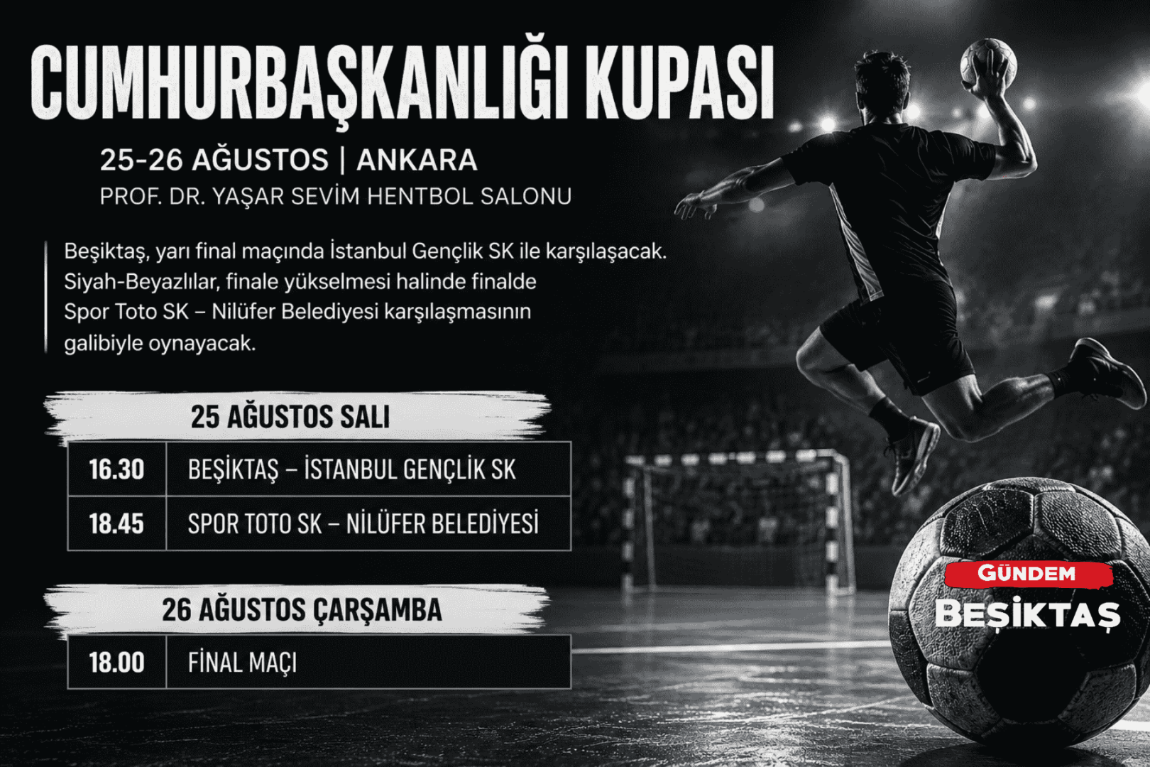 Beşiktaş Hentbol Takımı'nın Cumhurbaşkanlığı Kupası programı belli oldu!
