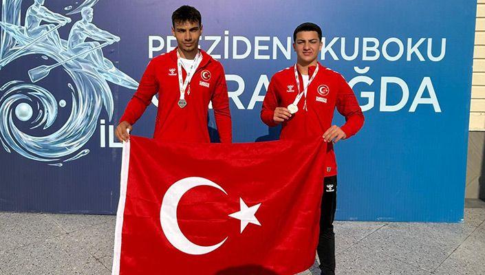 Beşiktaş JK Kürek Takımı'nın sporcuları Emir Yasin Erdağ ile Emir Öztan, Azerbaycan Cumhurbaşkanlığı Kupası’nda 2. oldu