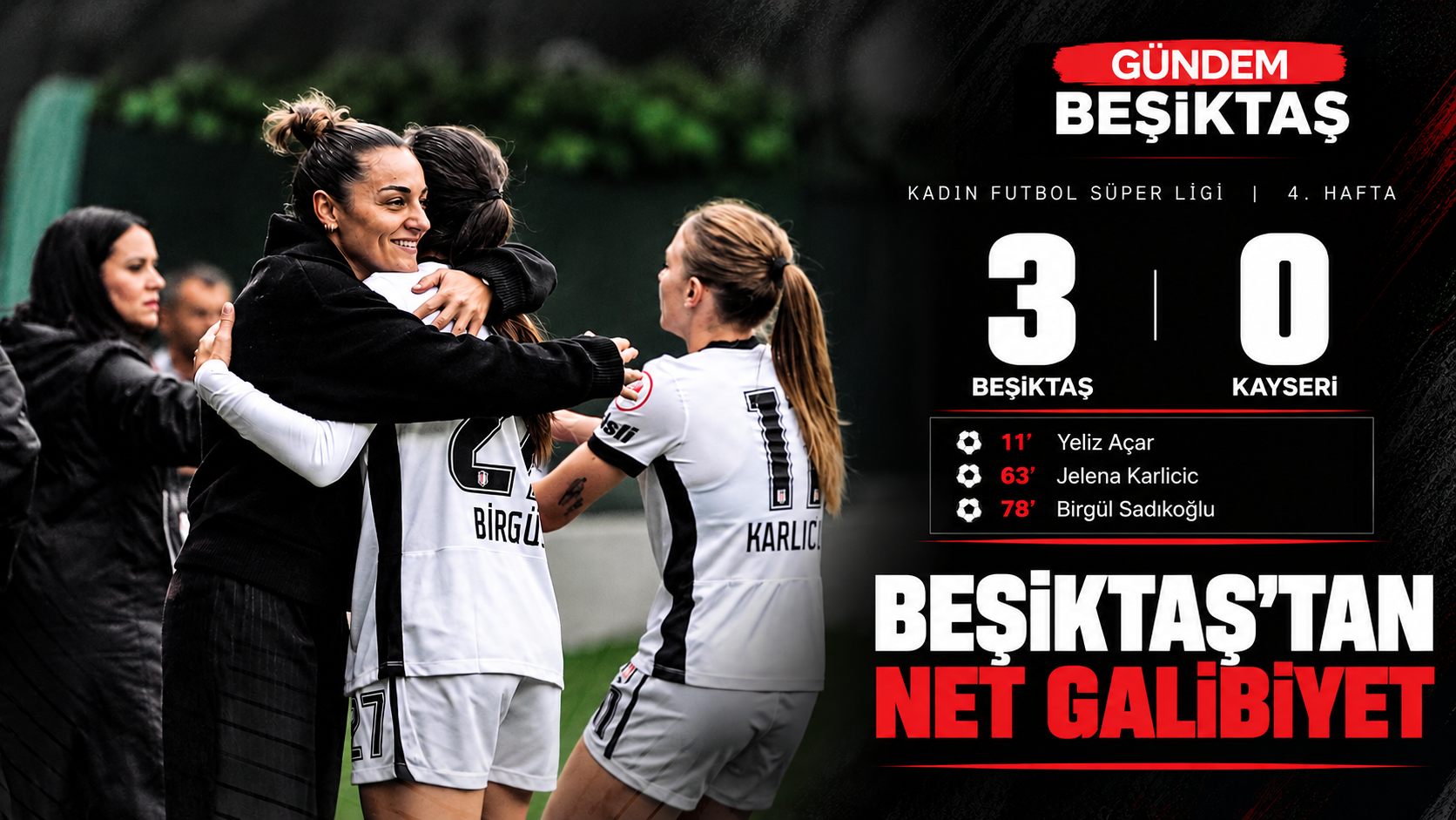 Beşiktaş Kadın Futbolu Kayseri’yi 3-0 Mağlup Etti