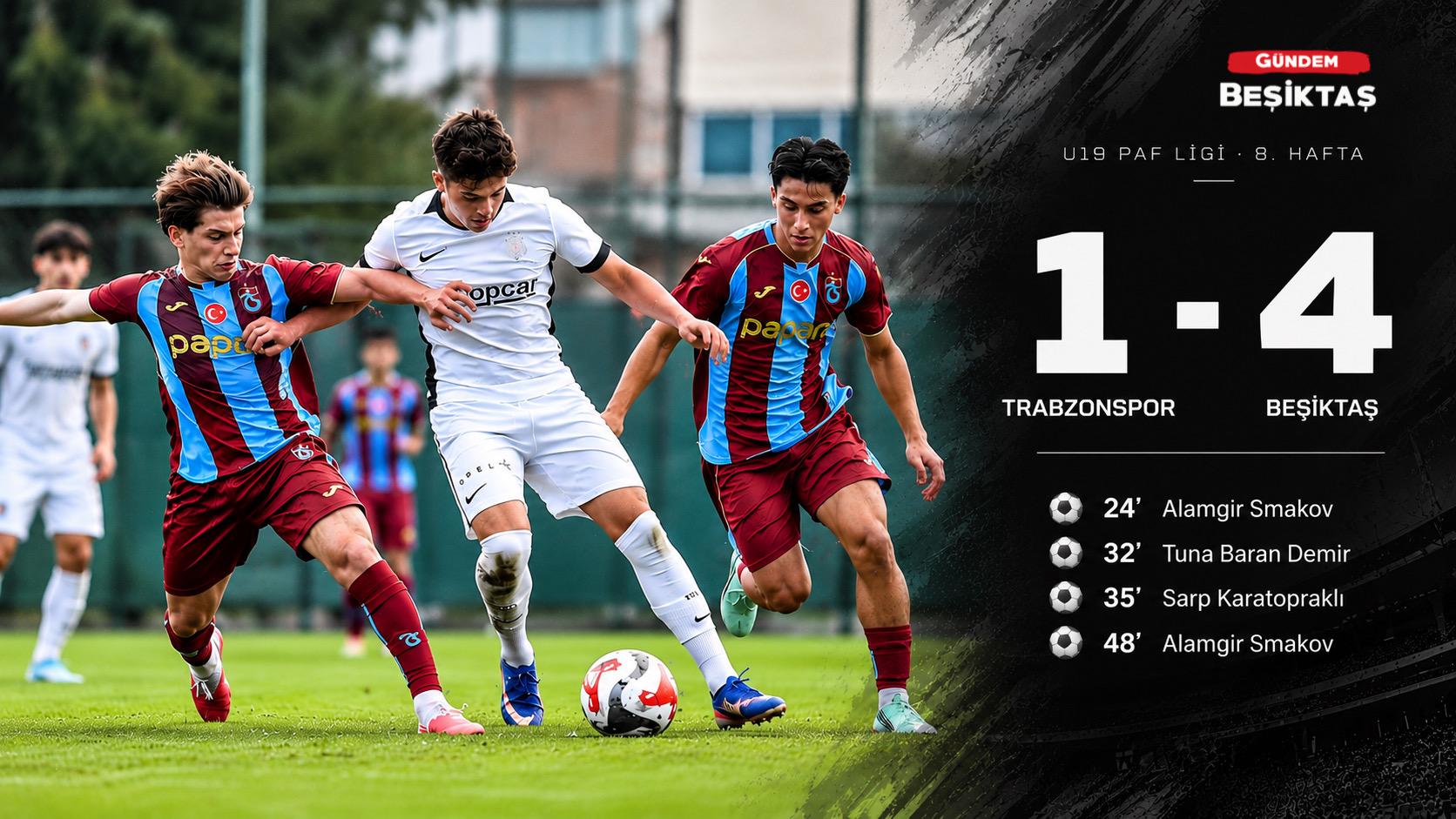 Beşiktaş U19 Takımı, Trabzonspor’u Deplasmanda 4-1 Mağlup Etti